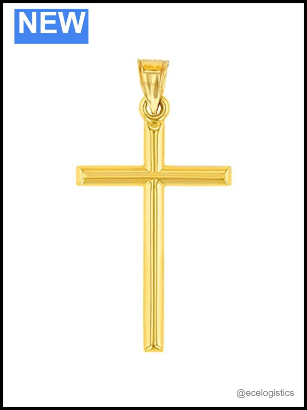 14K Yellow Gold Classic Latin Plain Cross Pendant
